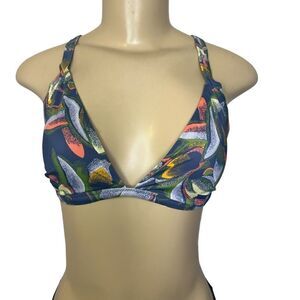 NWT RVCA Pixie Printed Hi-Triangle Slider Strap Bikini Top Size large NEW